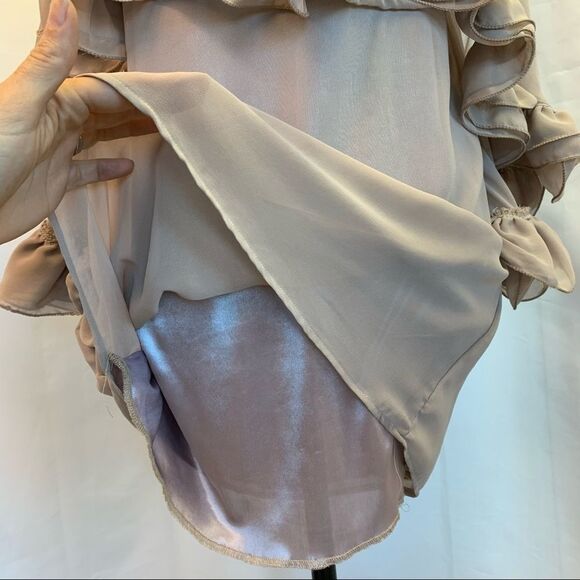 Chloe vintage taupe silk draped ruffle frill lined designer blouse size … - Picture 6 of 10